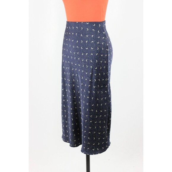 NWOT Aritzia BABATON Navy Blue Moon Printed Satin Midi Slip Skirt, Size 00 - Picture 5 of 13